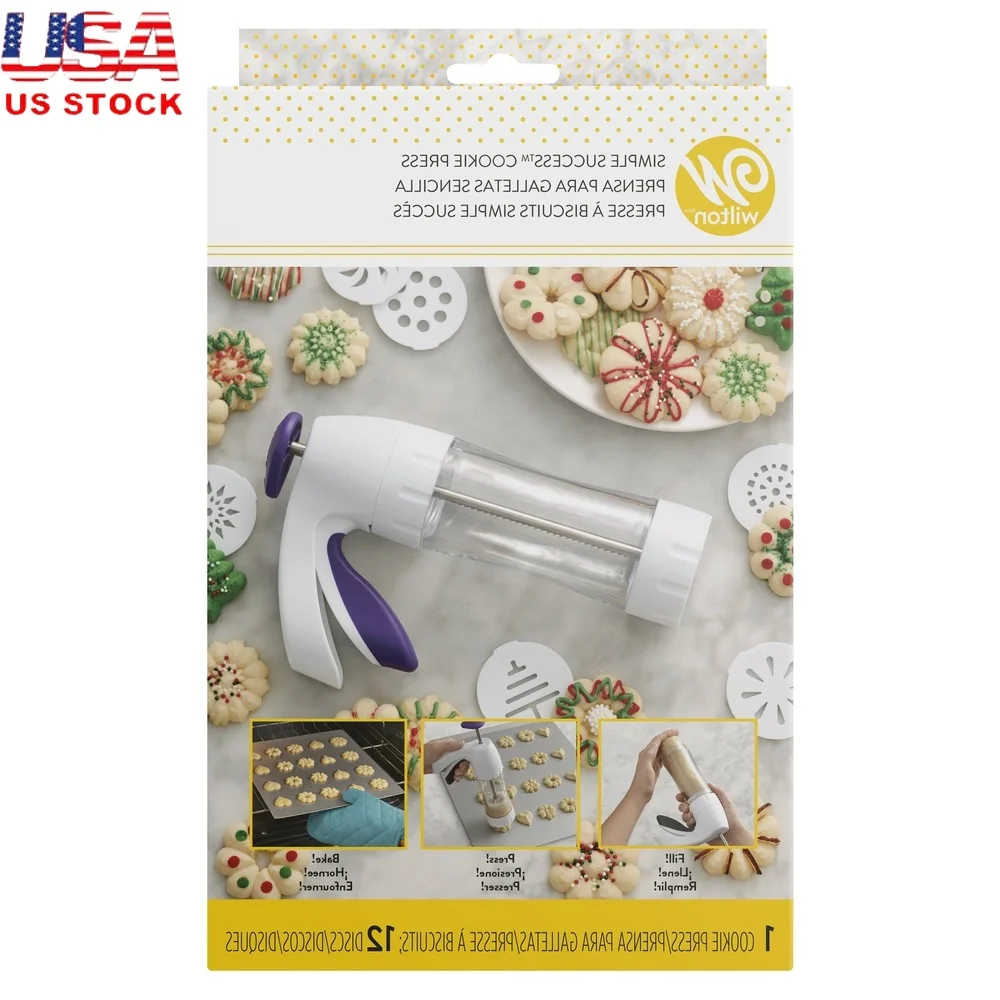 Kitchen Baking Cookies - Ergonomic Cookie Press 13-Piece Set Spritz