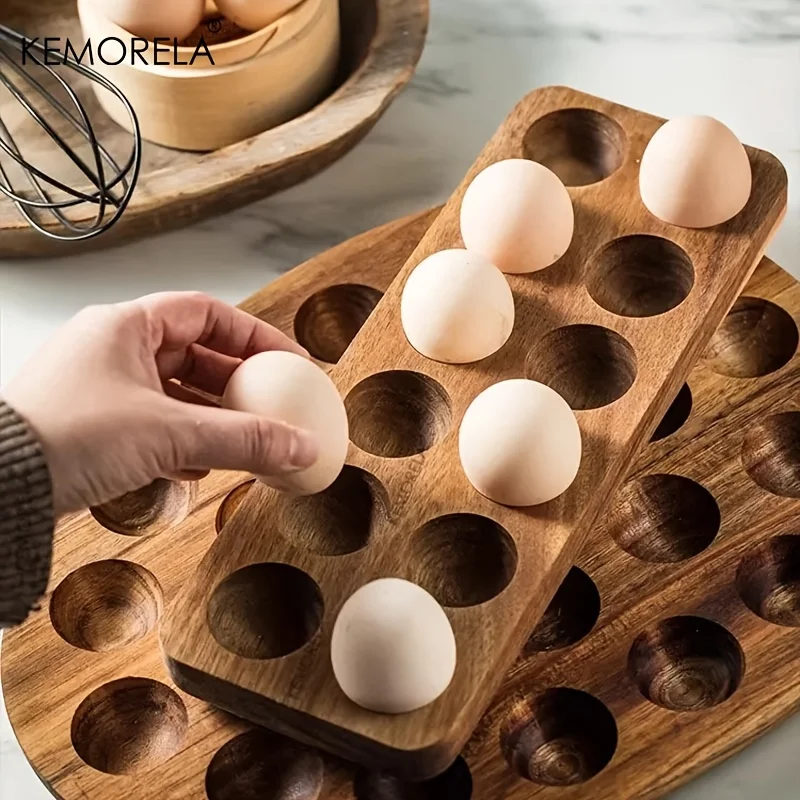Kitchen Baking Containers - KEMORELA 1PCS Modern Wooden Egg Storage