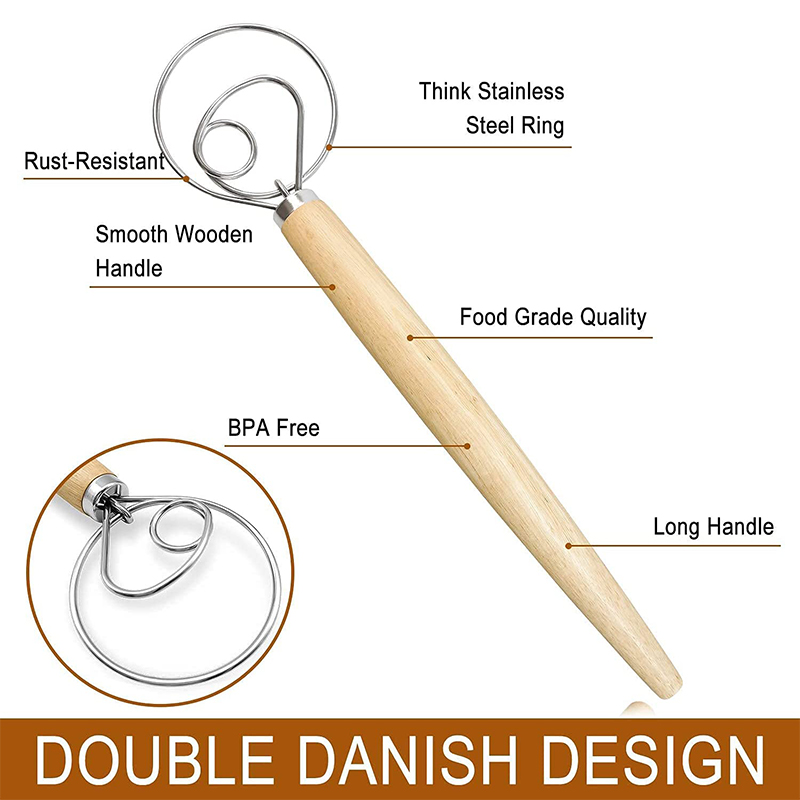 Large Hand Danish Dough Whisk  - огляд і ціна Kitchen Baking Blender