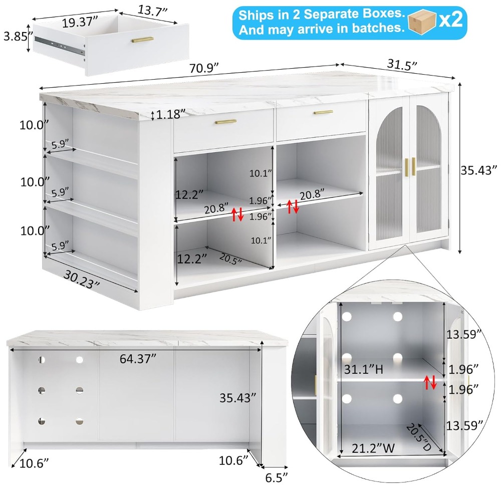 71' Large Kitchen Island with  - огляд і ціна Kitchen Uncle