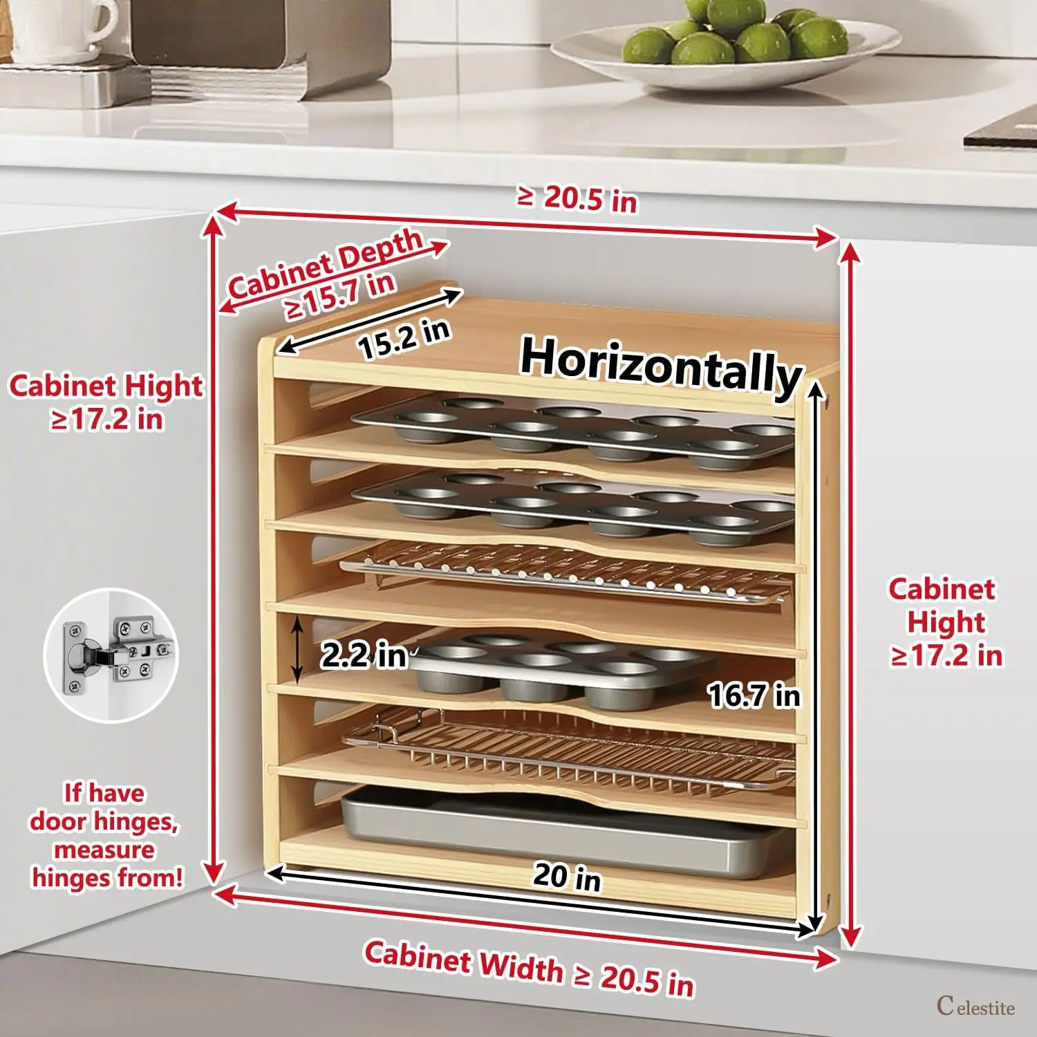 Wooden Tray Dividers for Cabin - огляд і ціна Kitchen Cabinet Baking Sheet Organizer