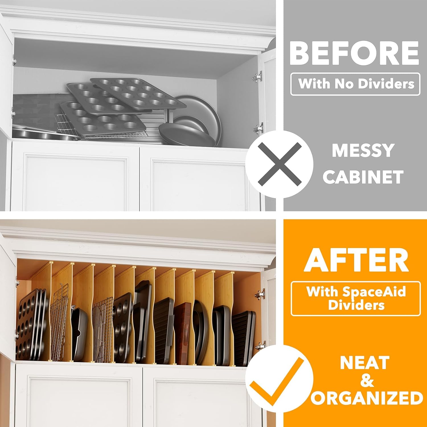 10 Pack Bamboo Tray Dividers f - огляд і ціна Kitchen Cabinet Baking Sheet Organizer