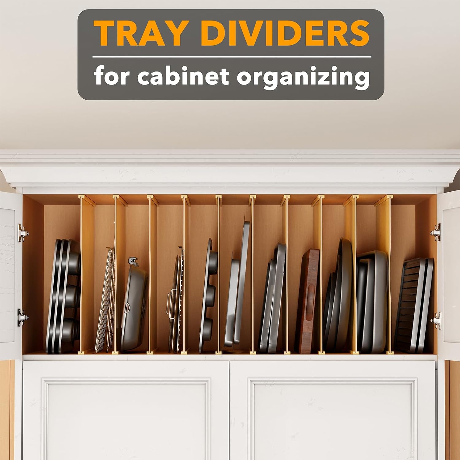 10 Pack Bamboo Tray Dividers f - огляд і ціна Kitchen Cabinet Baking Sheet Organizer